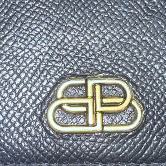 BALENCIAGA BB Logo Black Leather Compact Trifold Wallet - Picture 8 of 11